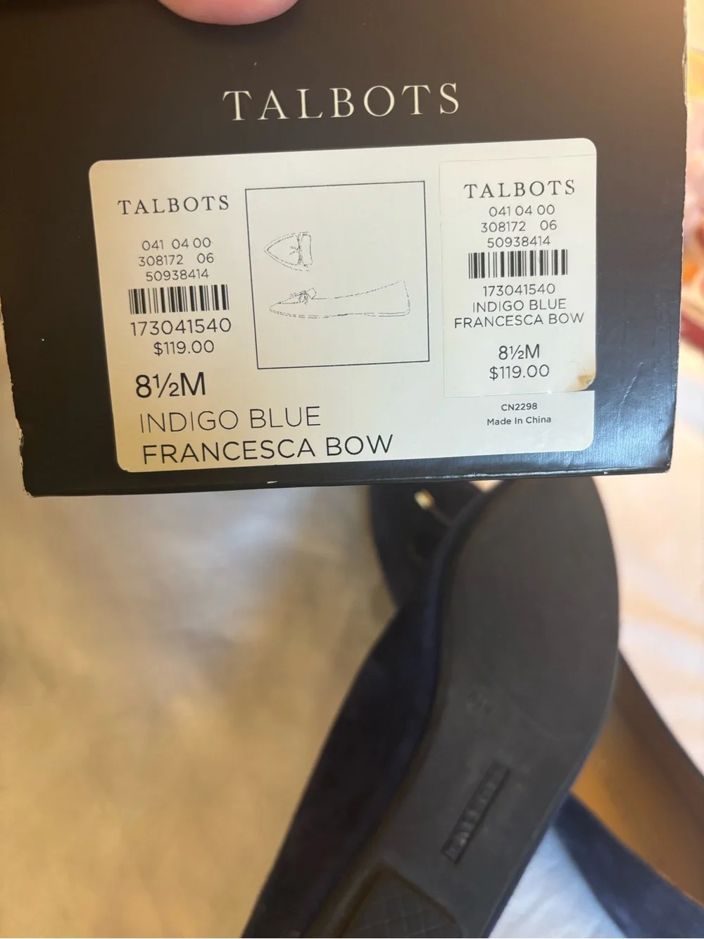 Talbots Navy Suede Pointed-Toe Loafers with Bow Accents